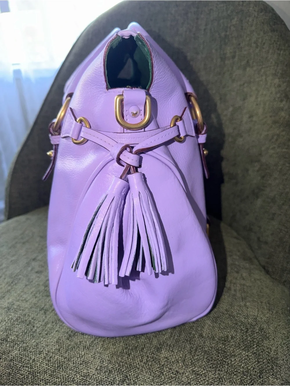 Dooney & Bourke CUSTOM Lavender Leather Satchel with Gold Hardware